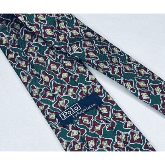 Vintage Polo by Ralph Lauren 57" Tie Handmade 100% Silk Multicolor Geometric USA - Picture 2 of 5
